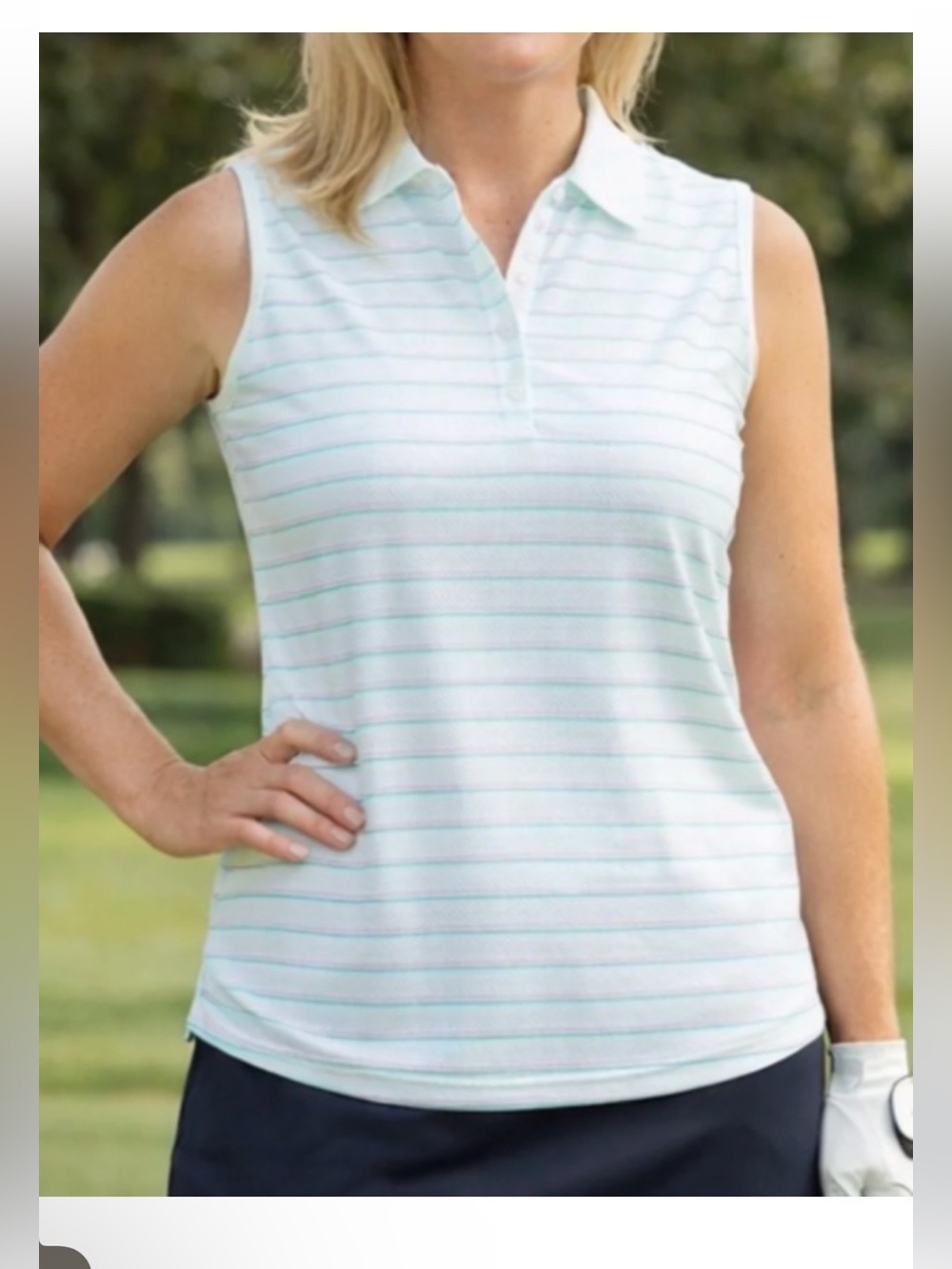 NWT Pebble Beach Sleeveless Golf Polo Shirt Women’s L Tennis Athletic Top
